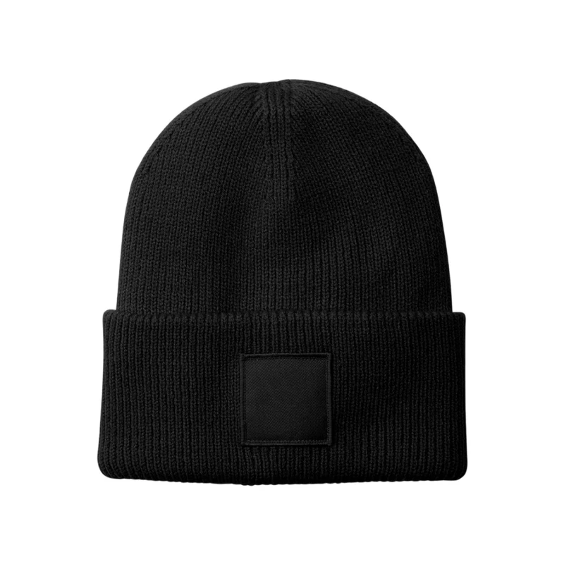 Image of Beechfield Beechfield Men Tonal Patch Deep Cuffed Beanie in Black One Size Male 5063574977449