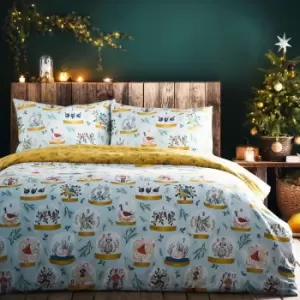 Image of Furn 12 Days Of Christmas Seasonal Reversible Duvet Cover Set, Blue, Double