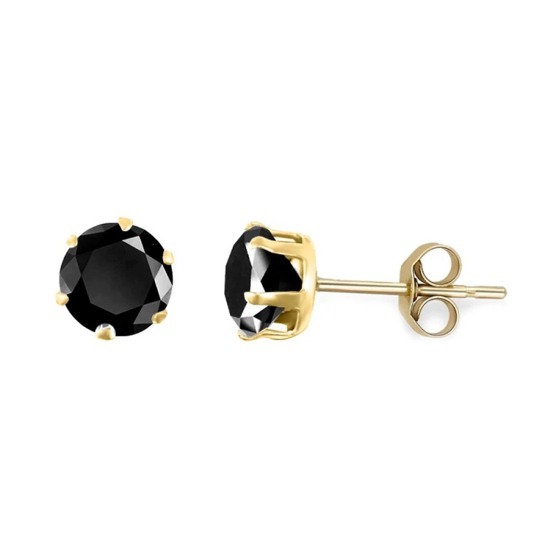 Image of Jewelco London 9ct Gold Black CZ Solitaire Claw Set Stud Earrings, 5mm - JES320 Gold female
