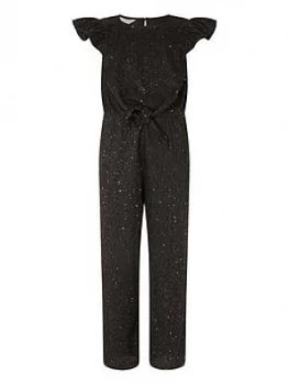 Monsoon Girls Sparkle Jumpsuit - Black, Size 9-10 Years, Women