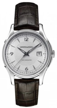Image of Hamilton Mens Jazzmaster Viewmatic Silver Dial Leather Strap Watch