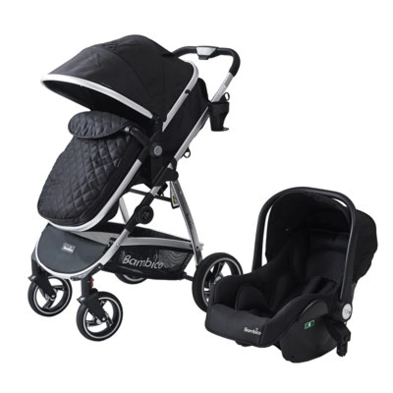 Image of Groundlevel 3 in 1 Deluxe Pushchair Stroller in Black Unisex