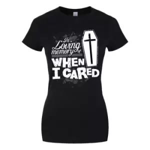 Image of Grindstore Womens/Ladies In Loving Memory Of When I Cared T-Shirt (M) (Black)