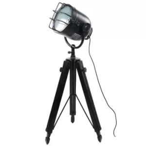 image of Black Industrial Spotlight Tripod Lamp