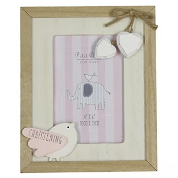 Image of 4" x 6" - Petit Cheri Pink Christening Photo Frame