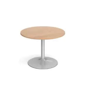 image of Genoa circular dining table with silver trumpet base 1000mm - beech