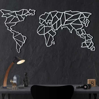 Image of World Map - White White Decorative Metal Wall Accessory