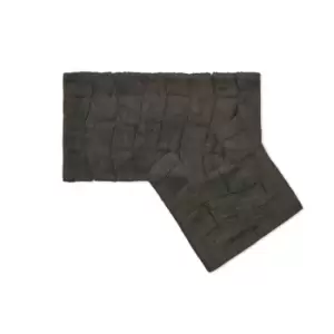 image of Crossland Grove Emma Barclay Waves 100% Cotton 2 Piece Bathroom Set Charcoal