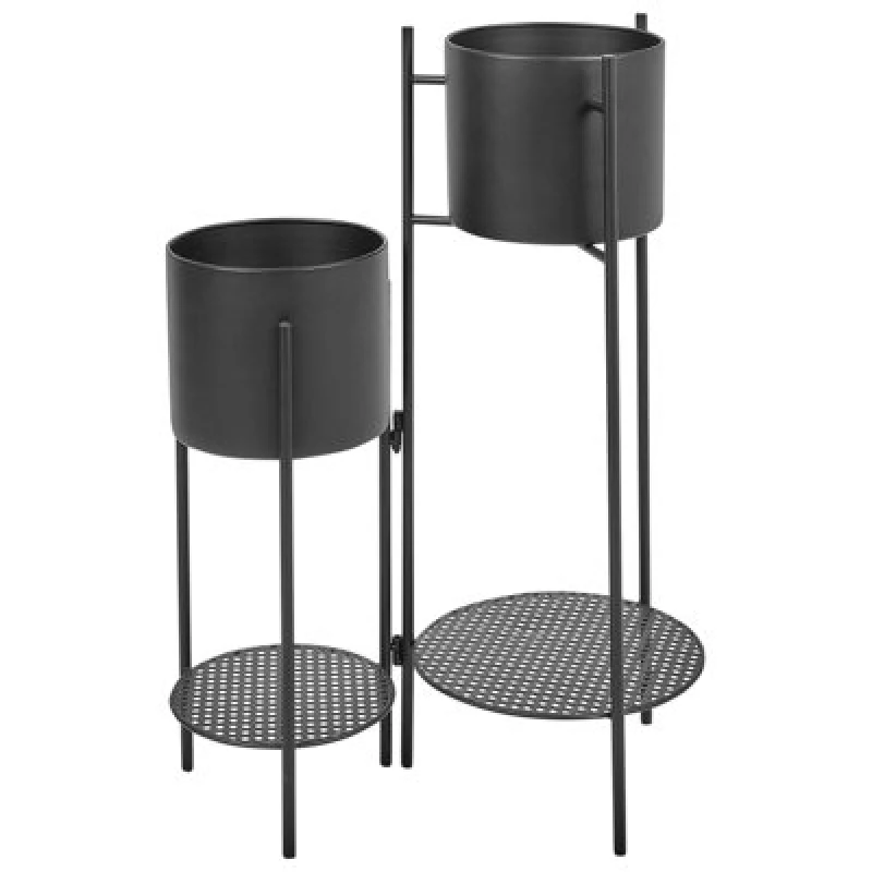 Image of Beliani Plant Stand Ulmus Metal 58cm Black
