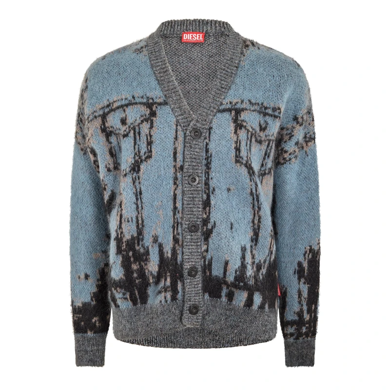 Image of Diesel Mens Petalo Maglia Cardigan Purple Imprsn male M