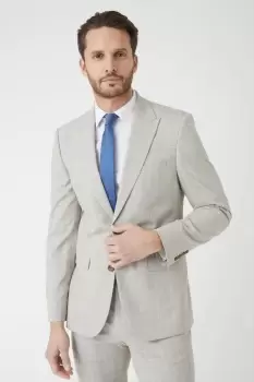 Image of Mens Slim Fit Stone Pow Check Suit Jacket
