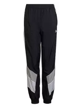 Image of adidas Older Boys Colourblock Woven Cuffed Pants - Black/Grey, Size 13-14 Years