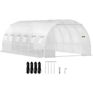 Image of VEVOR Walk-in Tunnel Greenhouse, 20 x 10 x 7ft Portable Plant Hot House w/ Galvanized Steel Hoops, 3 Top Beams, 4 Diagonal Poles, 2 Zippered Doors &