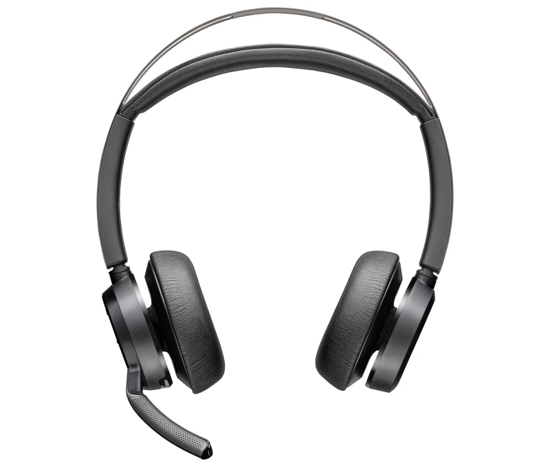 Image of Poly Voyager Focus 2 Wireless On Ear USB-C Headset with Charging Stand Black 9T9J5AA#AC3