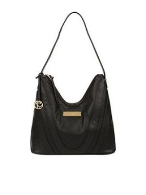 image of Pure Luxuries London Black 'Felicity' Leather Shoulder Bag