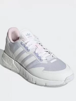 Image of adidas Originals Zx 1k Boost Shoes, White/Purple, Size 4.5, Women