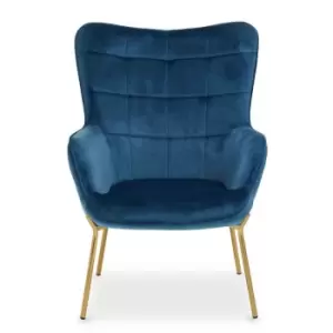 Image of Interiors By PH Velvet Chair BlueGold Legs