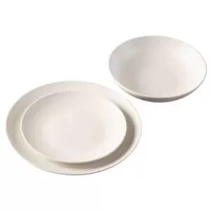 image of Belgravia 12 Piece Dinner Set Porcelain Dinner Plates Side Plates Bowl Dishwasher Safe White