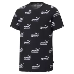 image of Puma AOP Logo T Shirt Juniors - Black