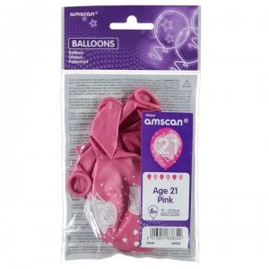 Image of Partymor Balloons Pack of 6 - Age 21 Pink
