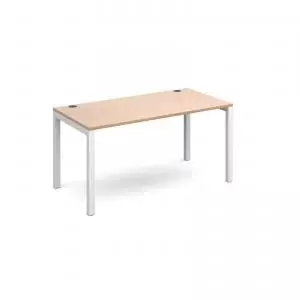 Image of Connex single desk 1400mm x 800mm - white frame and beech top