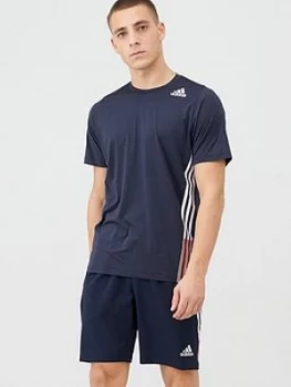 image of Adidas Training 3 Stripe+ T-Shirt - Ink