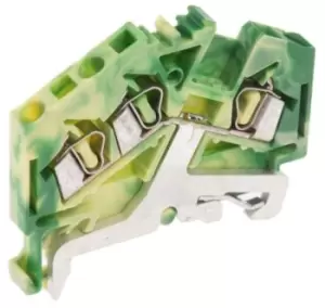 image of Wago Green/Yellow 280 Standard Din Rail Terminal, 14 12 AWG, 0.08 2.5mm, 600 V