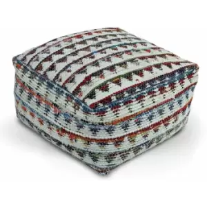 Image of Cream Chindi Design Bean Filled Pouffe Large 60 x 60 x 30cm - Multi Cream - Homescapes