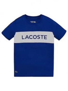 Lacoste Sports Boys Tech Short Sleeve Logo T-Shirt - Bright Blue, Bright Blue, Size 12 Years