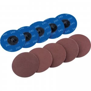 Image of Draper 50mm Diameter Aluminium Oxide Sanding Disc 75mm 240g Pack of 10