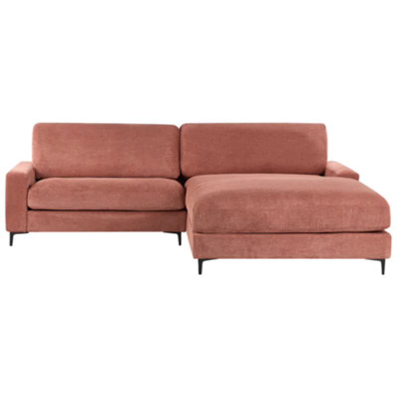 Image of Beliani Corner Sofa 3 Seater Maloy Fabric Red Left Hand
