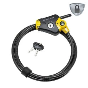 Image of Master Lock Black & Yellow Braided Steel Cylinder Cable Lock (L)1.8M
