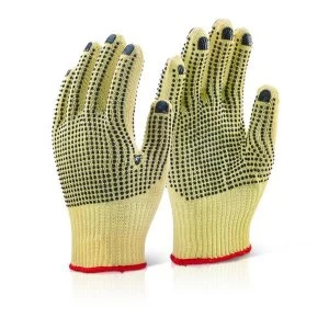 Image of Click KutStop KGMWD Large Size 9 Kevlar Mediumweight Dotted Protective Gloves Yellow