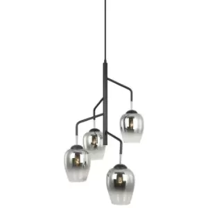 Italux Lesla - Modern Hanging Pendant Chrome, Black 4 Light with Chrome Shade, E27 Dimmable