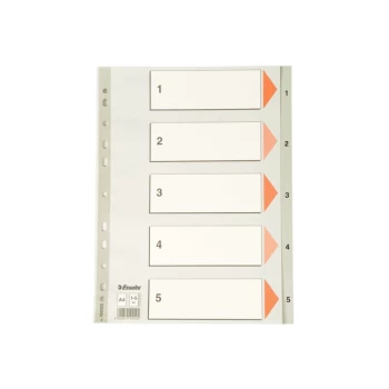 image of Polypropylene 1-5 Part A4 Indices - Grey - Outer Carton of 20
