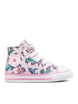 image of Converse Chuck Taylor All Star 1v Unicorns Toddler Hi Top Trainers, Pink/Blue, Size 5