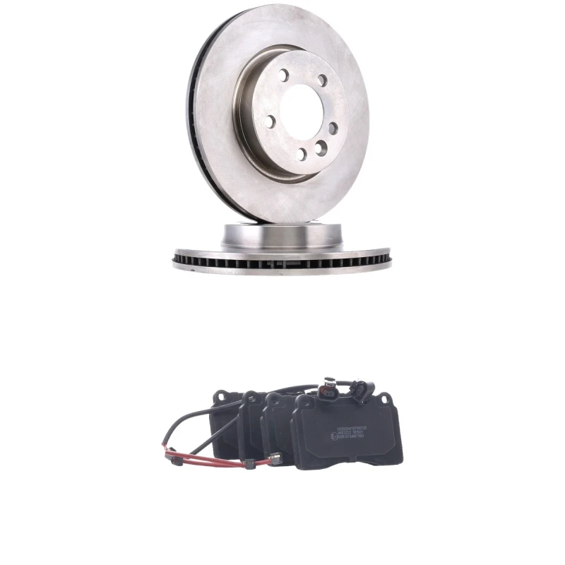 Image of RIDEX 3405B3225 Brake disc and pads set Front Axle, Brake Disc Type: internally vented, prepared for wear warning indicator Brake Set,disc brakes (34