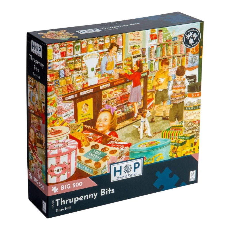Image of The House Of Puzzles Thrupenny Bits, BIG 500 Piece Jigsaw Puzzle Multi unisex