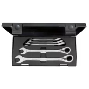 Image of Gedore Set of open ended and ring ratchet wrenches
