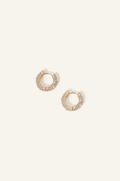 Image of Accessorize Pearl and Crystal Encrusted Hoops White