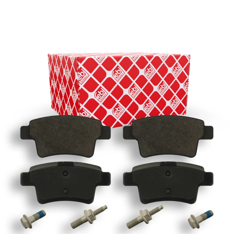 Image of FEBI BILSTEIN 16793 Brake pad set Rear Axle, excl. wear warning contact, with bolts/screws Brake Pad Set,disc brake (402)