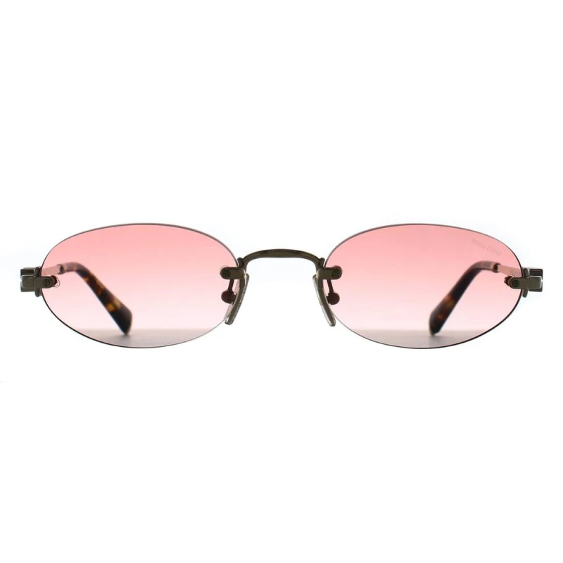 Image of Miu Miu Miu Miu Women Oval Pale Gold Clear Gradient Pink MUA54S Gold One Size Female 8056262413203