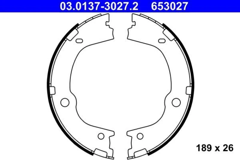 Image of ATE 03.0137-3027.2 Handbrake Shoes without lever Brake Shoe Set,parking brake (1419)