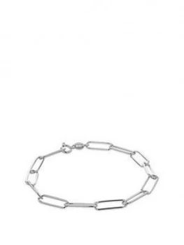 image of The Love Silver Collection Sterling Silver Paperclip Elongated Cable Chain Bracelet