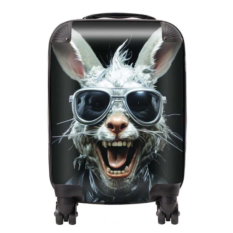 Image of Warren Reed - Designer Funky Rabbit Face Suitcase in Grey Size: Large Grey Unisex Large