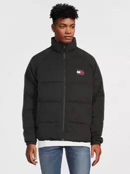 Image of Tommy Jeans Tjm Tommy Graphic Puffer Jacket - Black, Size L, Men