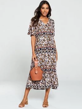 Mama-Licious Luisa Lia Woven Midi Dress with Nursing Function - Print Size M 10, Women