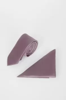 image of Mens Mauve Tie And Pocket Square Set