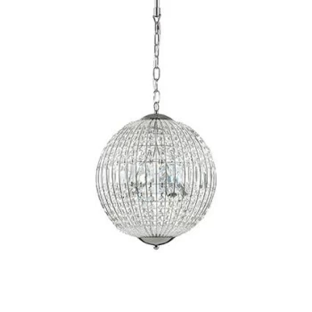 image of Luxor 6 Light Small Ceiling Pendant Chrome with Crystals, G9