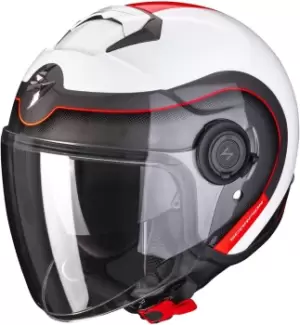 image of Scorpion EXO-City Roll Jet Helmet, white-red Size M white-red, Size M